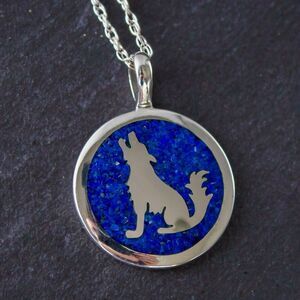 Howling Wolf Pendant • Lapis Lazuli Inlay • 925 Sterling Silver • Navajo...